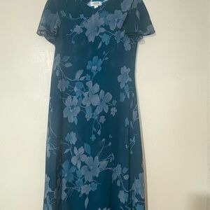 Talbots Navy Floral Maxi Dress